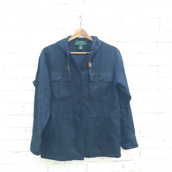 Vintage Lauren Ralph Lauren Linen Utility Jacket - Picture 1 of 6